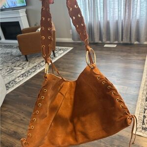 Elegant Tan Suede Shoulder Bag